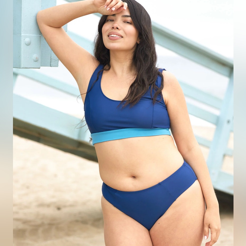 Seea x Outerknown Freestyle Relay Navy Blue Colorblock Bikini Set